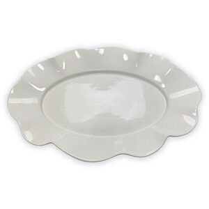 Casafina Portugal White Scalloped Oval Serving Platter Ceramic Plate 18" EUC